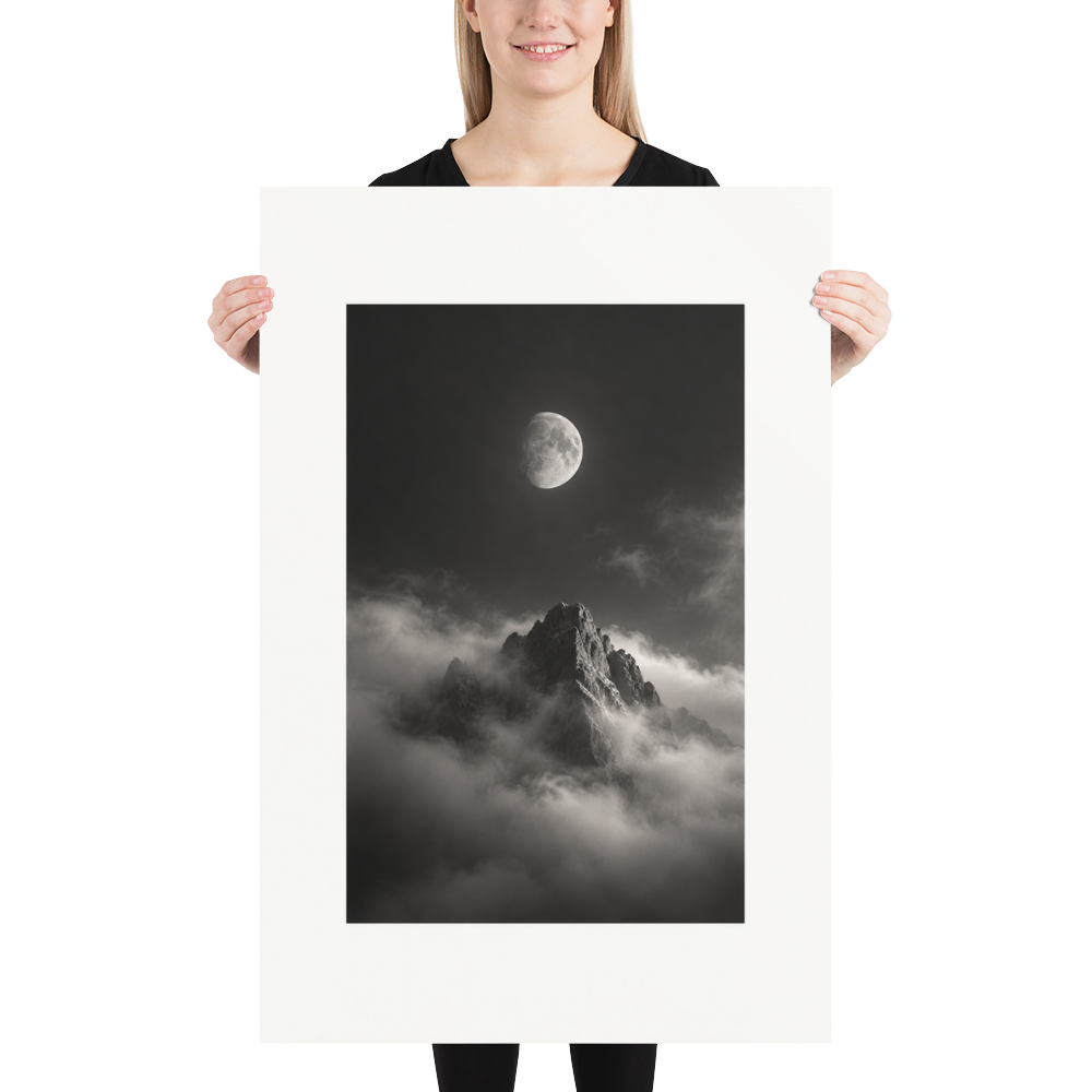 Lunar Peak art poster, 24×36 in — scale-in-room scene