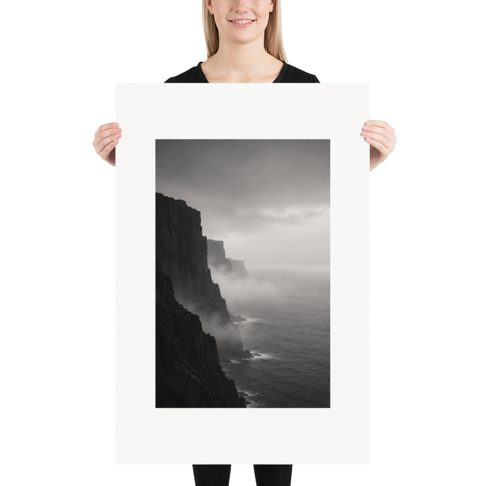 Misty Coast art poster, 24×36 in — scale-in-room scene