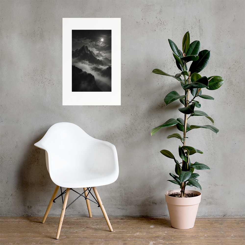 Clouded Summit art poster, 20×30 in — interior scene