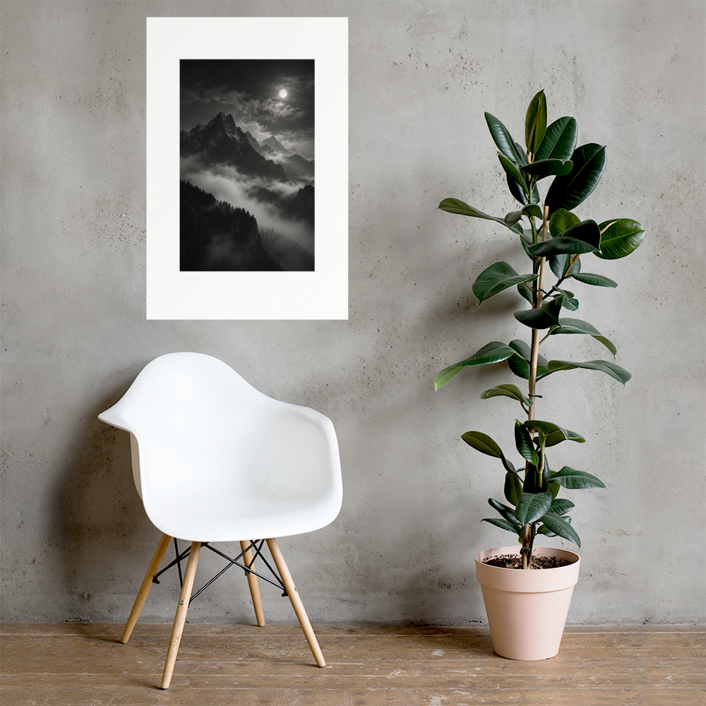 Clouded Summit art poster, 24×36 in — interior scene