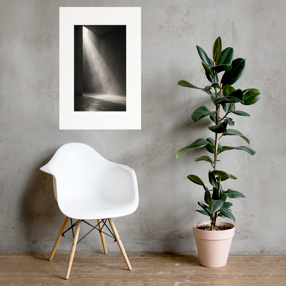 Falling Light art poster, 24×36 in — interior scene