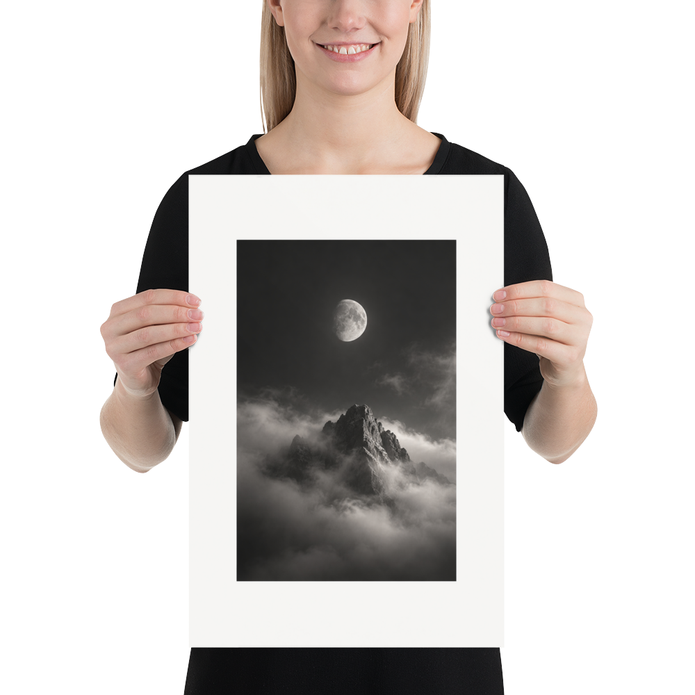 Lunar Peak art poster, 12×18 in — scale-in-room scene