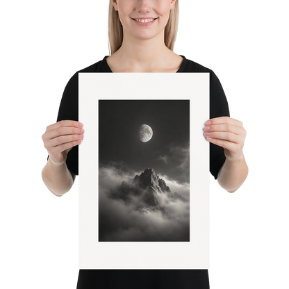 Lunar Peak art poster, 12×18 in — scale-in-room scene