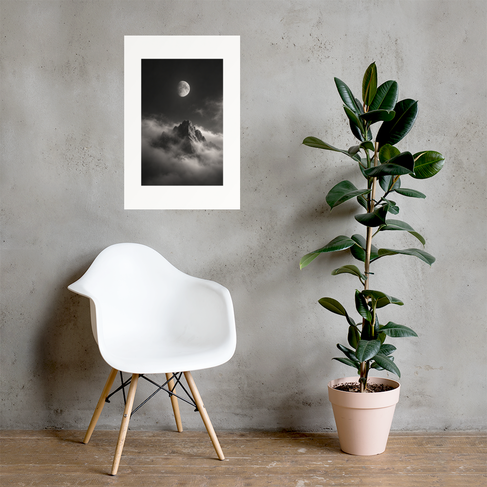 Lunar Peak art poster, 20×30 in — interior scene