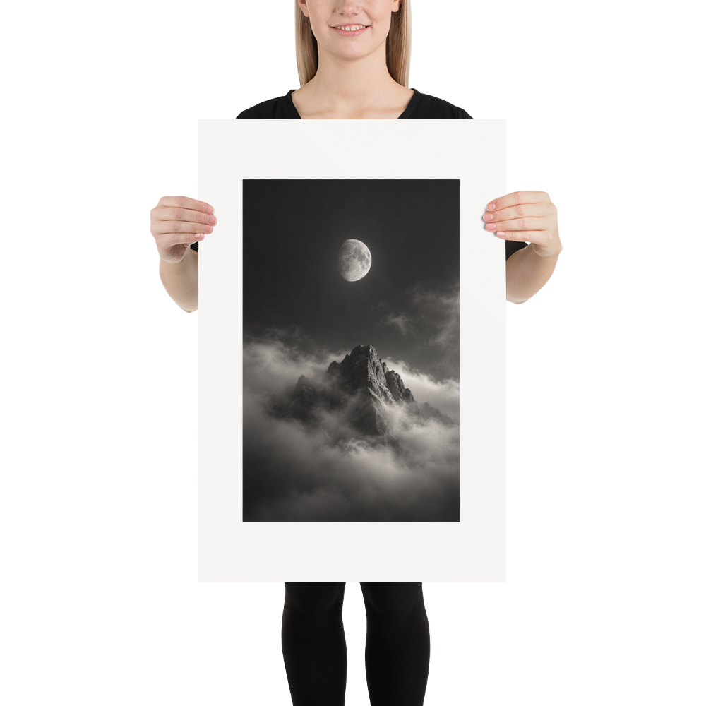 Lunar Peak art poster, 20×30 in — scale-in-room scene