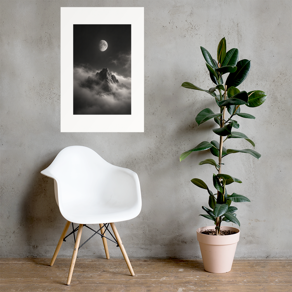 Lunar Peak art poster, 24×36 in — interior scene