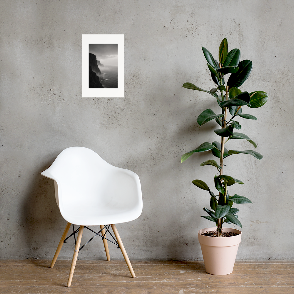 Misty Coast art poster, 12×18 in — interior scene