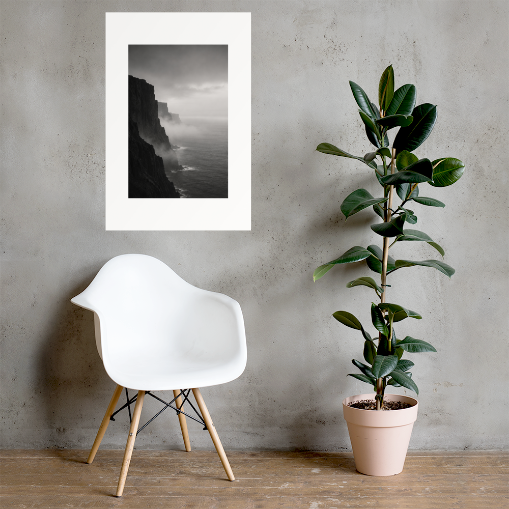 Misty Coast art poster, 24×36 in — interior scene