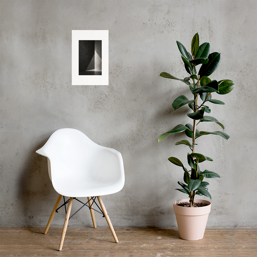 Quiet Geometry art poster, 12×18 in — interior scene