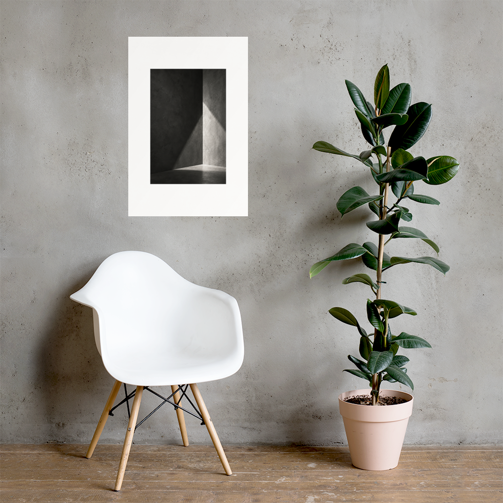 Quiet Geometry art poster, 20×30 in — interior scene