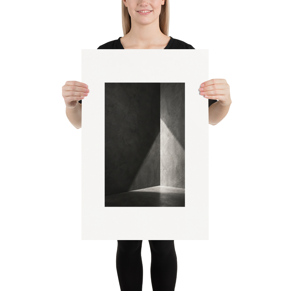 Quiet Geometry art poster, 20×30 in — scale-in-room scene