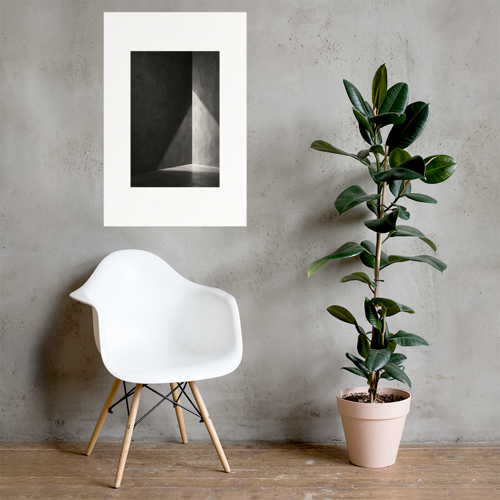 Quiet Geometry art poster, 24×36 in — interior scene