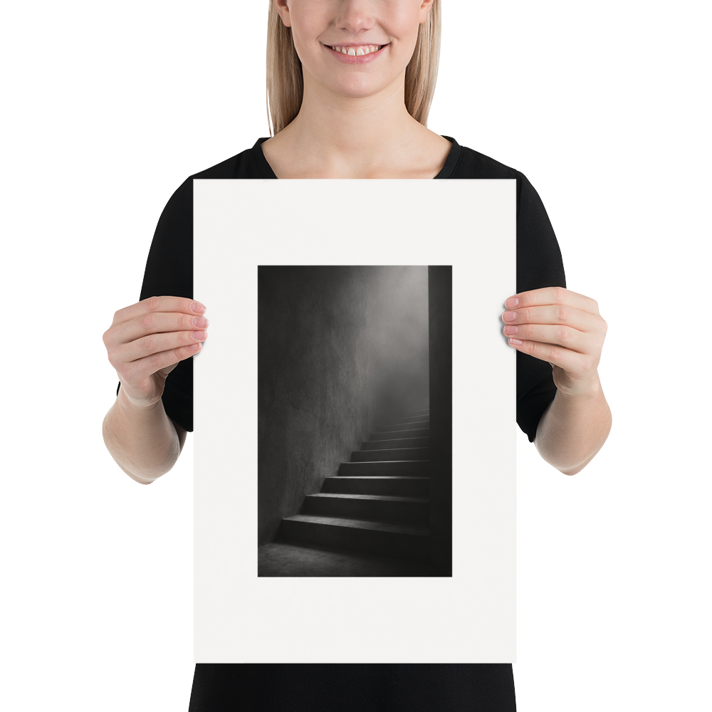 Silent Ascent art poster, 12×18 in — scale-in-room scene