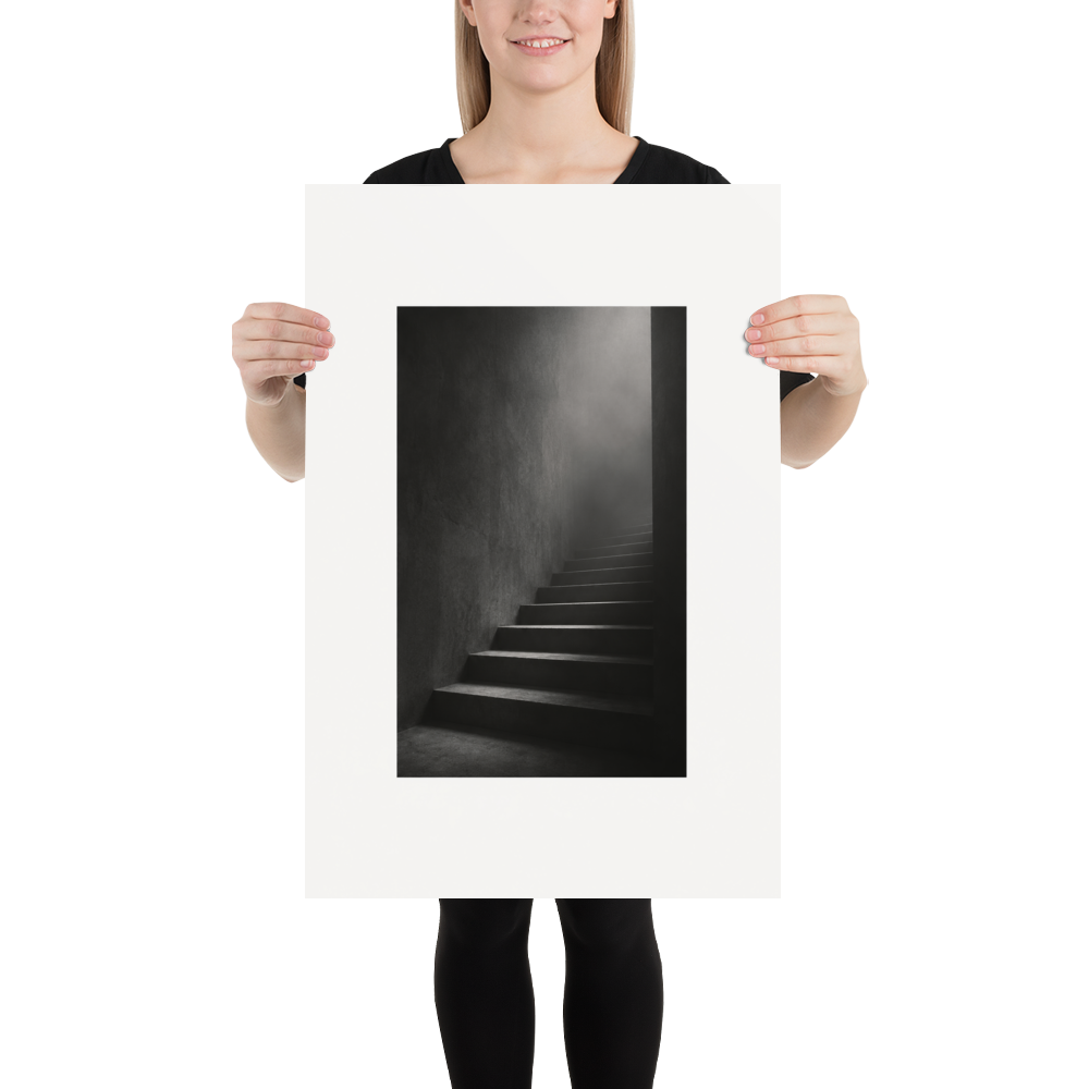 Silent Ascent art poster, 20×30 in — scale-in-room scene
