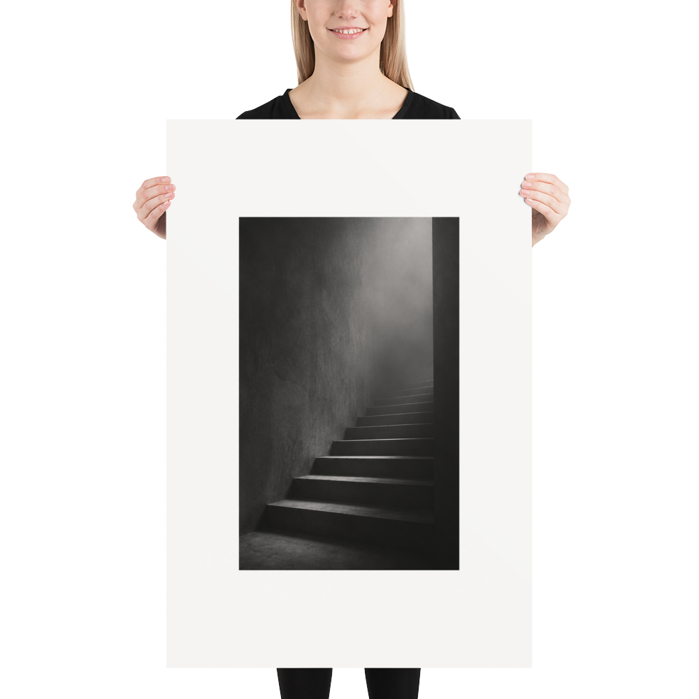 Silent Ascent art poster, 24×36 in — scale-in-room scene