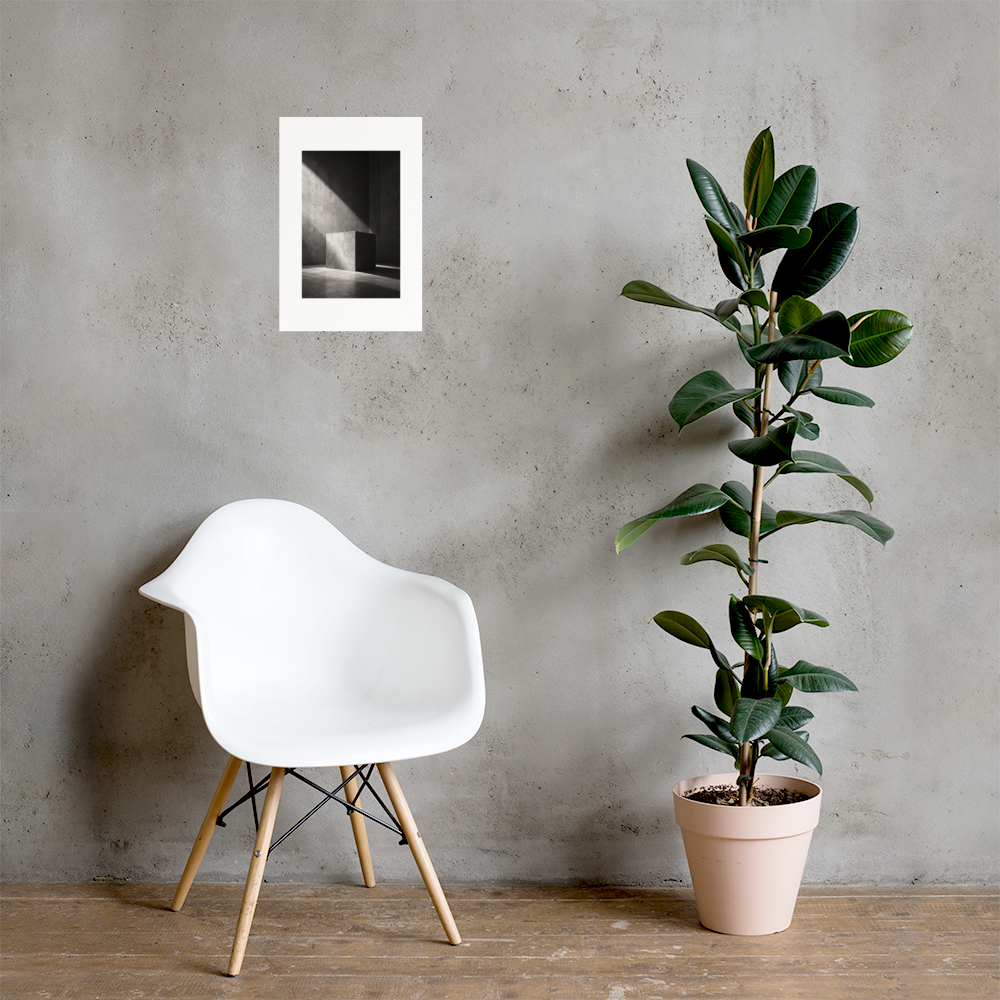 Stone Presence art poster, 12×18 in — interior scene