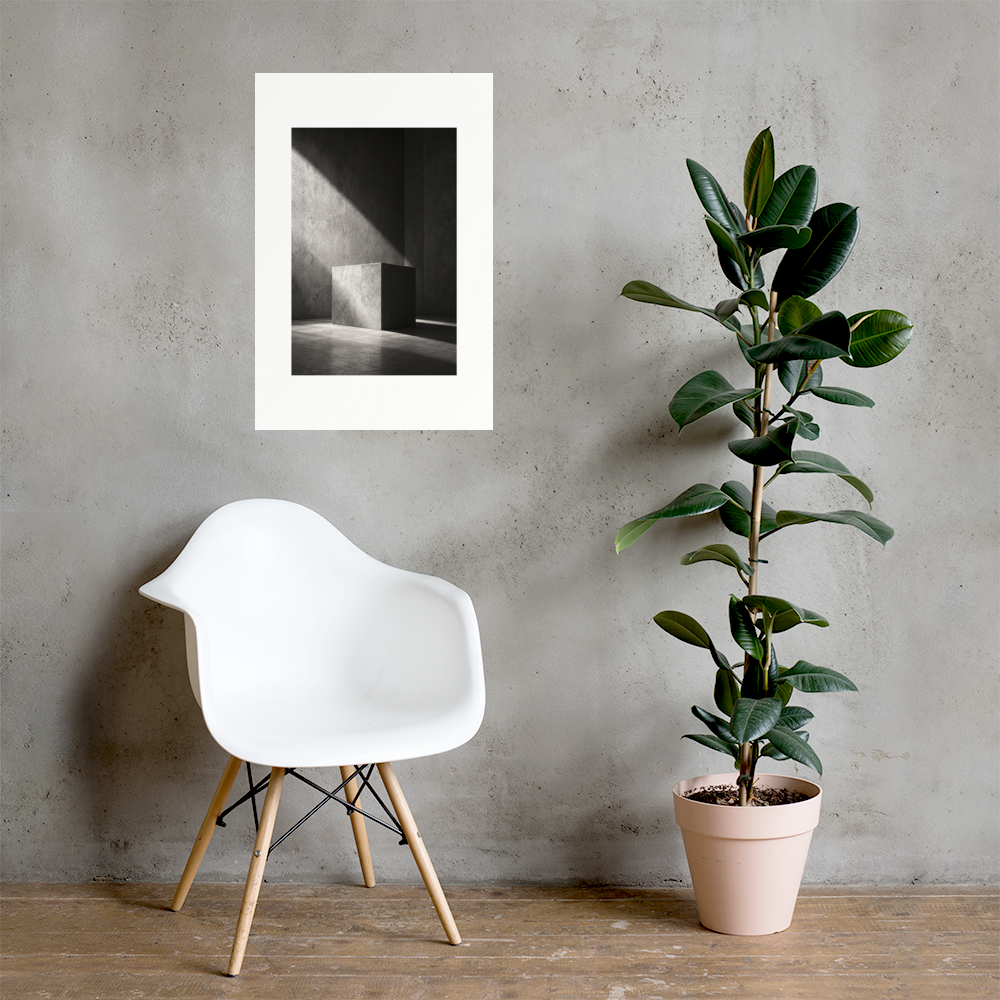 Stone Presence art poster, 20×30 in — interior scene