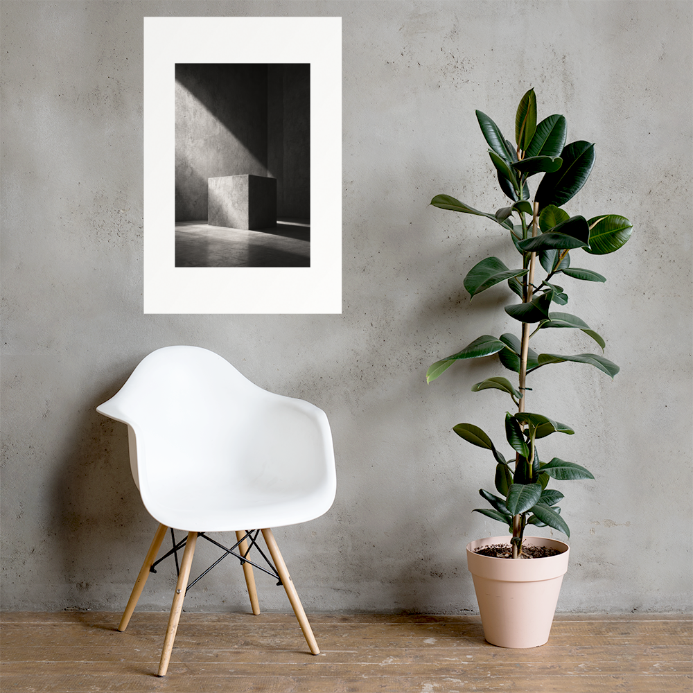Stone Presence art poster, 24×36 in — interior scene